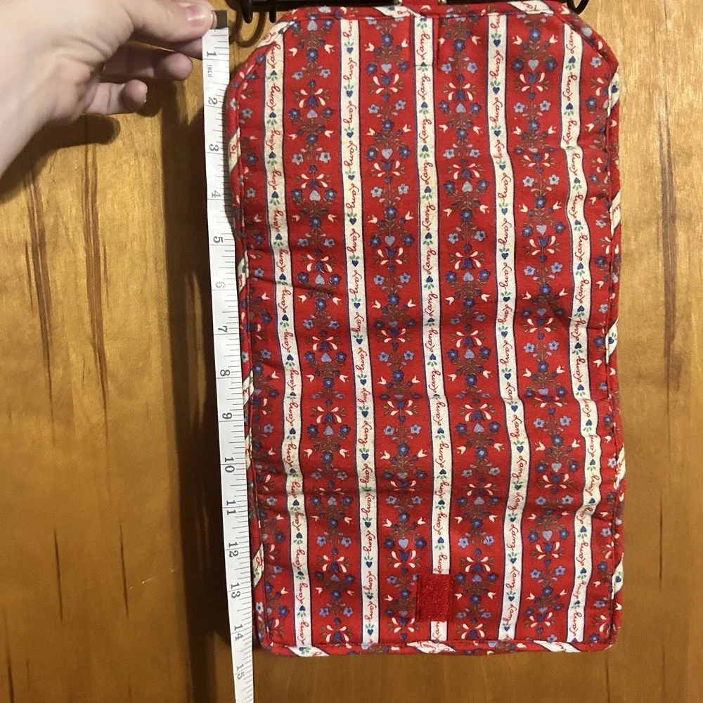 Vintage Lanz Cosmetic Toiletries Travel Bag‎ Kit Floral Stripe Print